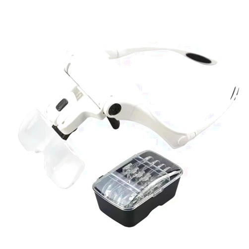 Opti-Tekscope OT-Lens: Hands-Free 5 Lens LED Lighted Magnifying Eyeglasses Loupes Kit (1.0X-3.5X) | Ultra Clear Magnification for Crafts, Hobby, Inspection, PCB, Coins, Stamps, and Reading Glasses