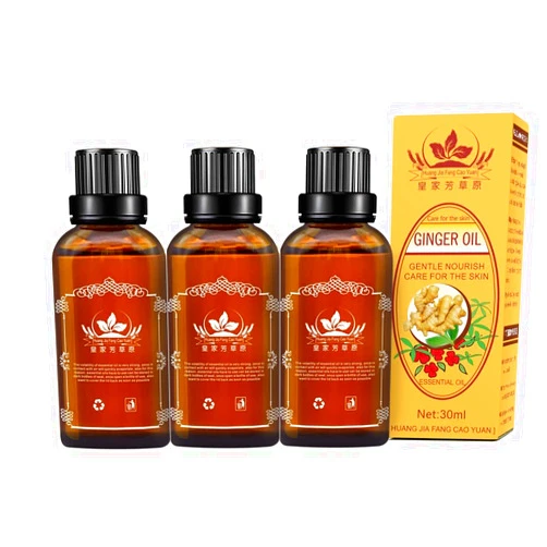Meifen 3 Pack Lymphatic Drainage Ginger Oil, Ginger Massage Oil to Promote Blood Circulation,Suitable for Body Massage。