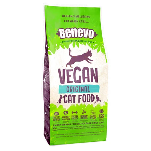Benevo Vegan cat Food for Adult Cats 2kg. Holistic, Meat-Free, Complete, Non-gm Dry Food Kibble for Your cat. Award Winning Vegan pet Food Made in The UK.