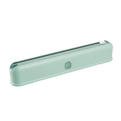 DuDubaby Cling Film Cutting Box Suction Cup Wall Hanging Cling Film Cutter Kitchen Divider Adjustable Storage Cutter (Green)