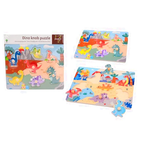 Jouéco Joueco Houten Dino Nub Puzzle, 7 Pieces