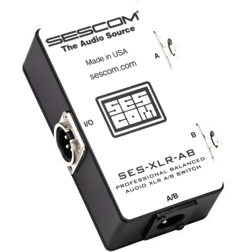 Sescom SES-XLR-AB Balanced Audio Pro Grade XLR A/B Passive Switch, 2 Female XLR to 1 Male XLR