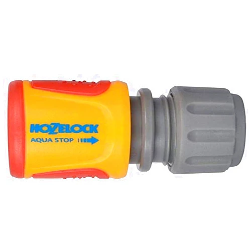 Hozelock 2075 0000 Conector AquaStop (12,5 mm y 15 mm) Soft Touch Water Stop Connector, Yellow/Grey, 3.8 x 8.9 x 14.4 cm