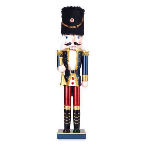 ArlinaL Wooden Christmas Nutcracker Soldier with Bugle, 15 Inch Handcrafted Nutcracker Figure Christmas Decor for Shelves and Tables