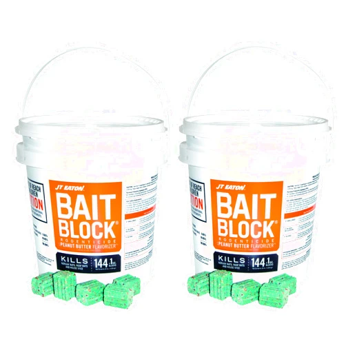 KITMOUS JT Eaton 709-PN Bait Block Rodenticide Anticoagulant Bait, Peanut Butter Flavor, for Mice and Rats (Pail of 144) (2 Pails of 144)