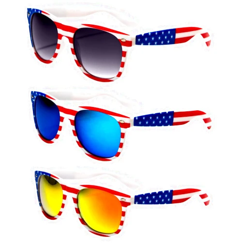 FAVOREAL V.W.E. White Classic American Patriot Flag Sunglasses USA . (White, All 3 pairs)