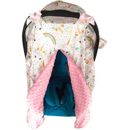 Aki_Dress Unicorn Print Baby Car Seat Cover Nursing Cover Carseat Canopy Pink 300035