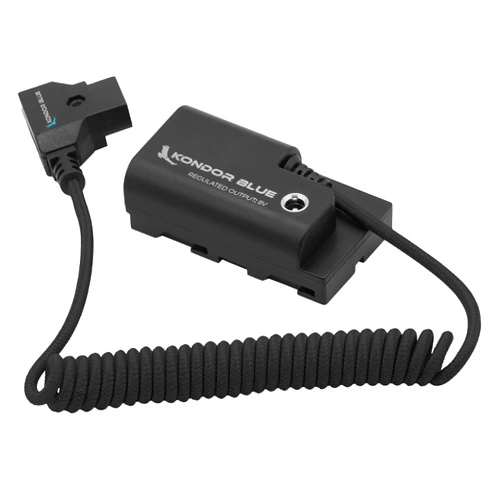 KONDOR BLUE | D-Tap to NPF Coiled Dummy Battery Cable for Sony L-Series | 16