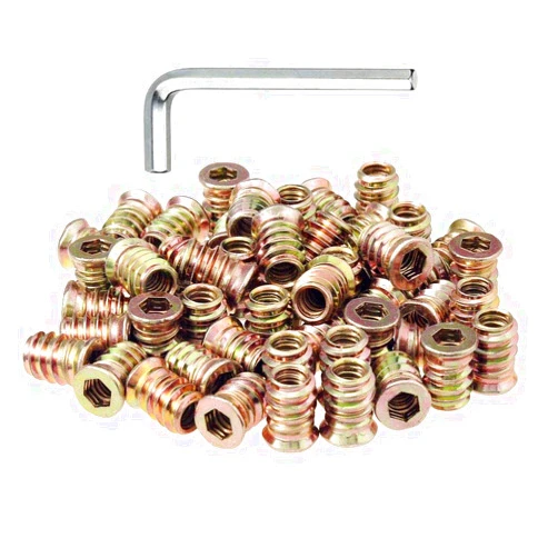 Sprite Science 50 Pieces 1/4-20 Threaded Inserts for Wood Nutsert Furniture Screw-in Nut 15mm Length Hex Drive