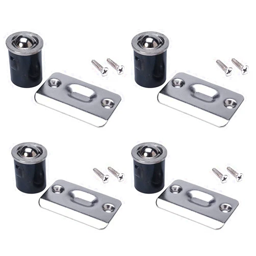 Dondelight Door Ball Catch, Drive in Ball Catches for Interior Doors, 13/16 Inch x 1 Inch, Closet Door Ball Catch Hardware, Door Tension Adjustable (4 Pack, Self-Embed Silver)