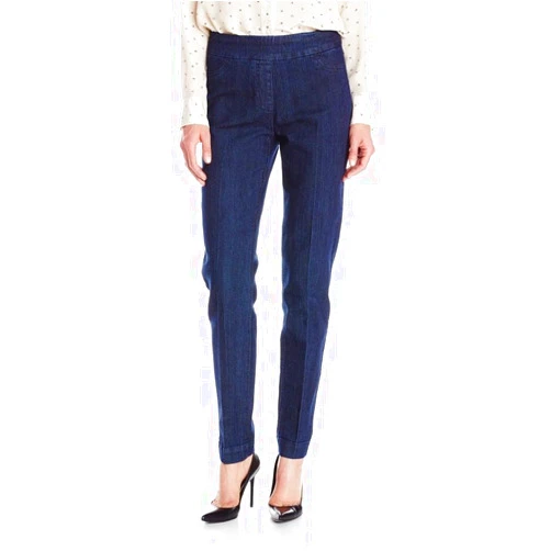 SLIM-SATION Women's Wide Band Regular Length Pull-on Straight Leg Pant with Tummy Control