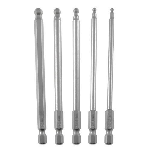 VESTTIO Ball End Hex Head Metric Allen Wrench Screwdriver Bit Set 5PCS 2.5mm 3mm 4mm 5mm 6mm 1/4 Inch Hex Shank 4 Inch/100 mm Length S2 Steel with Magnetic for Power Screwdriver Drill Impact Driver