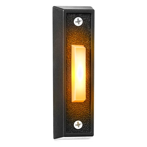 Saillong Lighted Doorbell Button, Wired Door Bell Push Buttons LED Door Chime, Wall Mounted Doorbell Switch Garage Doorbell Button (Black, Warm Light)
