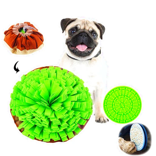 Sequoialake Snuffle Mat for Dogs Lick Mat Set, Dog Slow Eat Bowl Training Foraging, Fun to Use Design Durable and Machine Washable, Dogs Feeding Mat Travel Dog Treat Dispenser Snuffle Mat and Lick Pad Green