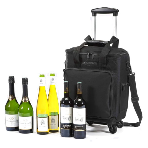 Lazenne Wine Bags for Travel - 6 Bottle Wine Bag/Wine Carrier - Wine Luggage For Professionals and Consumers. 3-in-1 Wine Tote, Rolling Suitcase and Insulated Cooler Bag with Removable Dividers