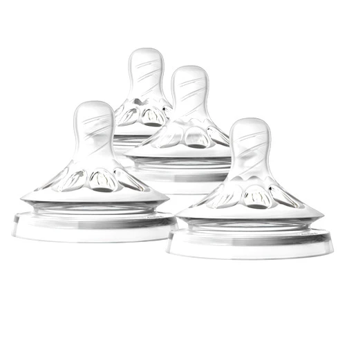 AVENT Philips Avent Natural Baby Bottle Newborn Flow Nipple, 0M+, 4pack, Flow 1, SCF651/43
