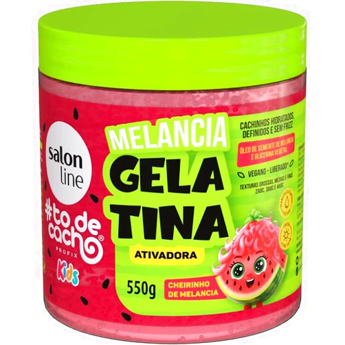 Salon Line - Linha #ToDeCacho (Kids) - Gelatina Ativadora Melancia 550 Gr - (#IGotCurls (Kids) - Watermelon Activating Gelatin Net 19.4 Oz)