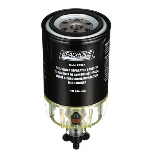 Seachoice Fuel Water Separator Filter, Clear Plastic Bowl, Drain
