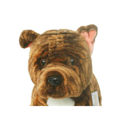 Sawley Fine Arts Brindle Staffordshire Bull Terrier Plush Toy Dog Plushie Can Be Personalized & Customized With An Engraved Tag, Collar and Stunning Gift Wrap