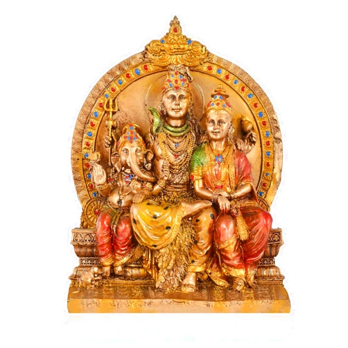 GENERIC NIA crafts hiva Family Idol | Shiva Parvati Statue | Goddess Parvati Idol, Shiva with Ganesha, Shiv Parivar, Ganesha for Altar, Copper Finish Resin