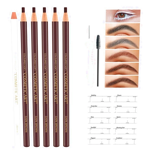 MAFK Waterproof Eye-Brows Pen-cil Set, Pull Cord Peel-off Eyebrow Pencil Microblading Pen Supplies Kit, White Eye-Liner and Eyebrows Tool Tattoo Makeup For Marking (Dark Brown)