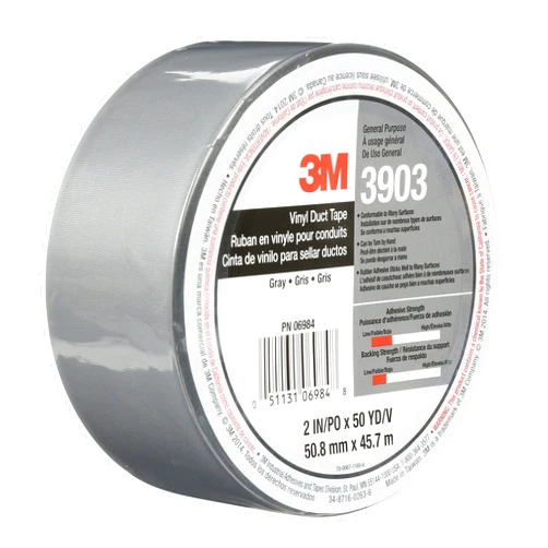 3M Vinyl Duct Tape 3903, Gray, 2 in x 50 yd 6.5 mil