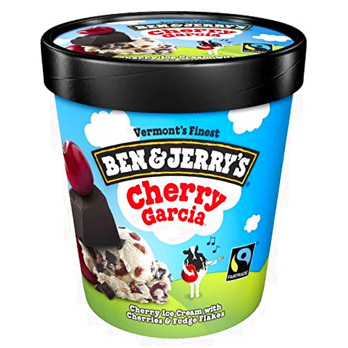 Ben & Jerry's - Vermont's Finest Ice Cream, Non-GMO - Fairtrade - Cage-Free Eggs - Caring Dairy - Responsibly Sourced Packaging, Cherry Garcia, Pint (16 Count)