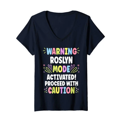Personal Gift For Women Named ROSLYN Womens ROSLYN Personalized Name Funny Cute Custom ROSLYN Name V-Neck T-Shirt