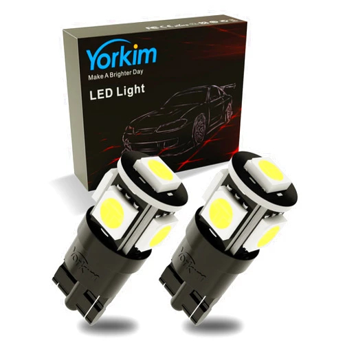 Yorkim 194 LED Bulbs White 6000k Super Bright 5th Generation, T10, 168 LED Bulb for Car Interior Dome Map Door Courtesy License Plate Lights W5W 2825, Pack of 2