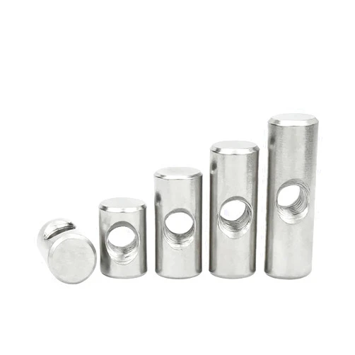 MOZX Barrel Furniture Cross Dowel Slotted Nuts,M4 M5 M6 Cylindrical Pin 304 Stainless Steel Dowel Cross Hole Hammer Embedded Nut for Wood Furniture Accessories (Size : OD10 M6x20(5PCS)) (Color : One Color