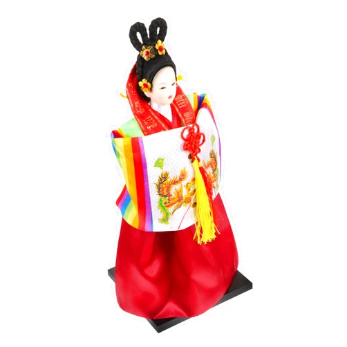 Hohopeti Korean Hanbok Doll Statue Traditional Korean Hanbok Figure Handcrafted Korean Kimono Doll Vintage Style Home Decoration