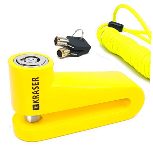 KRASER KR710Y Motorcycle Disc Lock, ø10mm Pin, Highly Deterrent, Anti-Drill Lock, Compact Security Easy to Transport, Universal Anti Theft Wheel Brake Lock for Motorbike Scooter Electric Bike Bicycle
