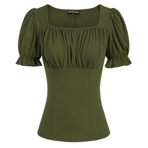 Scarlet Darkness Women's Renaissance Shirt Puff Sleeve Square Neck Peasant Tops