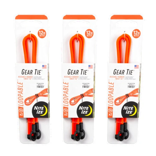 Nite Ize Gear Tie Loopable Twist Tie - Reusable & Flexible Twist Ties - Bendable Cable Ties for Gear & Cords - Loopable Ties for Secure Fastening - 12