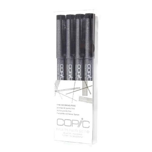 Copic Markers Multiliner Fine Pigment Based Ink, 4-Piece Set