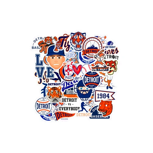 JOL 37 PCS of Detroit American Tigers Baseball Stickers for Water Bottle, Laptop, Bicycle, Computer, Motorcycle, Travel Case, Car Decal Decoration Sticker