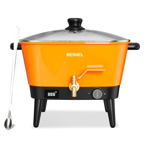 VOISEN BESNEL Wax Melter for Candle Making, 8Qts Candle Wax Melting Pot with Spout for Soy Wax Soap Base, Electric Wax Melter for Candle Making with Temp Control, Easy Pour,Non-Stick(Orange)