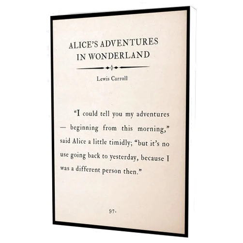 KEJPU Alice Adventures In Wonderland Canvas Wall Art,Lewis Carroll Quote Poster,Inspirational Book Page Print Modern Artwork Painting For Living Room Office Home Decoration 8''x12'' Framed