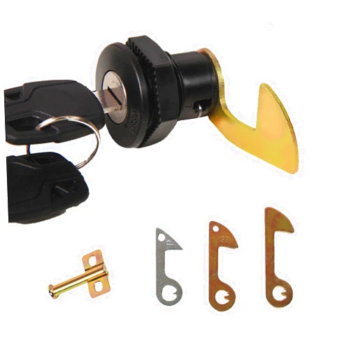 Wokyo Scooter Storage Trunk Lock Replacement for Electric Motorcycle Key Lock Box Aluminum Plastic Motorcycle Trunk Latch Lock Cylinder with Key Include 4 Size Replacable Hooks & Bonus Lock Plate