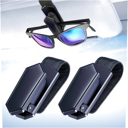 Veharvim One-Handed-Operation Sunglasses Holder for Car, Visor Sunglass Holder Clip, Car Accessories Interior, Universal Fit Silicone Padded Visor Sunglass Holder Car, Unmatched Durability
