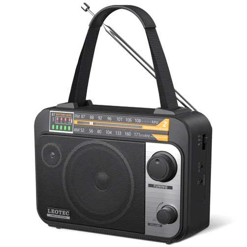 LEOTEC AM FM Radio with Bluetooth,Portable Vintage Transistor Radio Rechargeable Battery/4 AA Cell Battery Operated/Plug in Wall,AUX,Big Speaker,Headphone Small Gifts for Senior