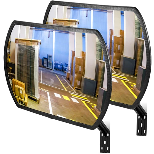 Geetery 2 Pcs Garage Mirror Convex Security Mirror Outdoor Indoor Round Rectangular Acrylic Traffic Mirror Corner Mirror Blindspot for Wall Parking with Protective Film for Driveway(24'' x 15'')