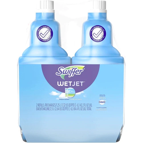 Swiffer WetJet Floor and Hardwood Multi-Surface Cleaner Solution Refills, Open Window Fresh Scent, 1.25L (Pack of 2)