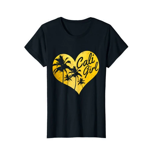 We Love California - Cali Girl Apparel Co. Cali Girl California Heart Palm Trees Cute Vintage T-Shirt