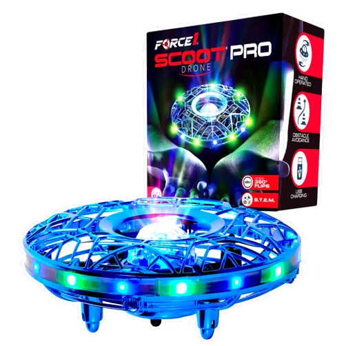 Force1 Scoot Pro Hand Operated Drone for Kids or Adults - Induction Hands Free Motion Sensors Mini Drone with Bright LED Projection, 360 Flips, Easy Indoor Small UFO Flying Orb Ball Toy for Boys Girls