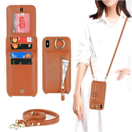 Jaorty Phone Case for iPhone Xs Max with Strap,for iPhone Xs Max Case Wallet with Card Holder for Women,Crossbody Lanyard Cases with Zipper Pocket Kickstand Ring Holder 6.5