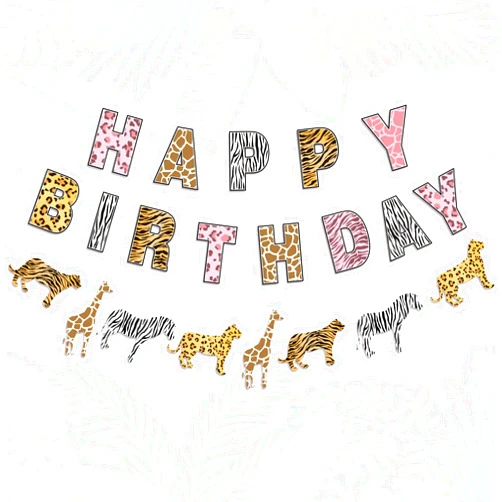 Funmemoir Safari Birthday Decorations Jungle Theme Party Supplies for Girl - Pink Cheetah Happy Birthday Banner, Animal Print Garland, Jungle Safari Animal Leopard Party Sign