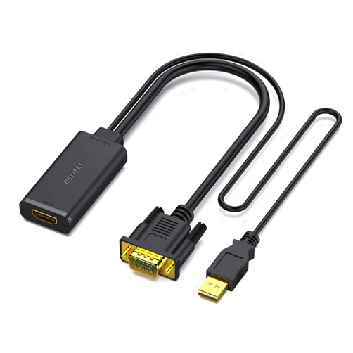 BENFEI VGA to HDMI Adapter, 1080P Converter with Audio from Computer/Laptop VGA Source to HDMI TV/Monitor
