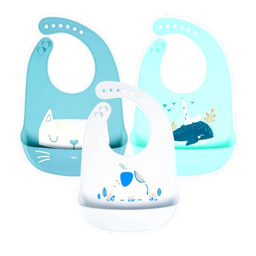 YINGJEE Baby Bibs Silicone Feeding Bibs, Baby Bibs Silicone Bibs 3pcs for Feeding and Adjustable Waterproof Bibs