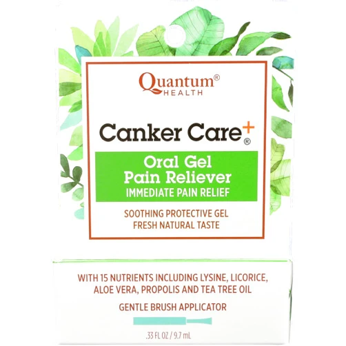 Quantum Health Canker Care+ Oral Gel Pain Reliever, Natural Pain Relief Ingredients Including Menthol, Mint, & Castor Oil, 9.7 mL
